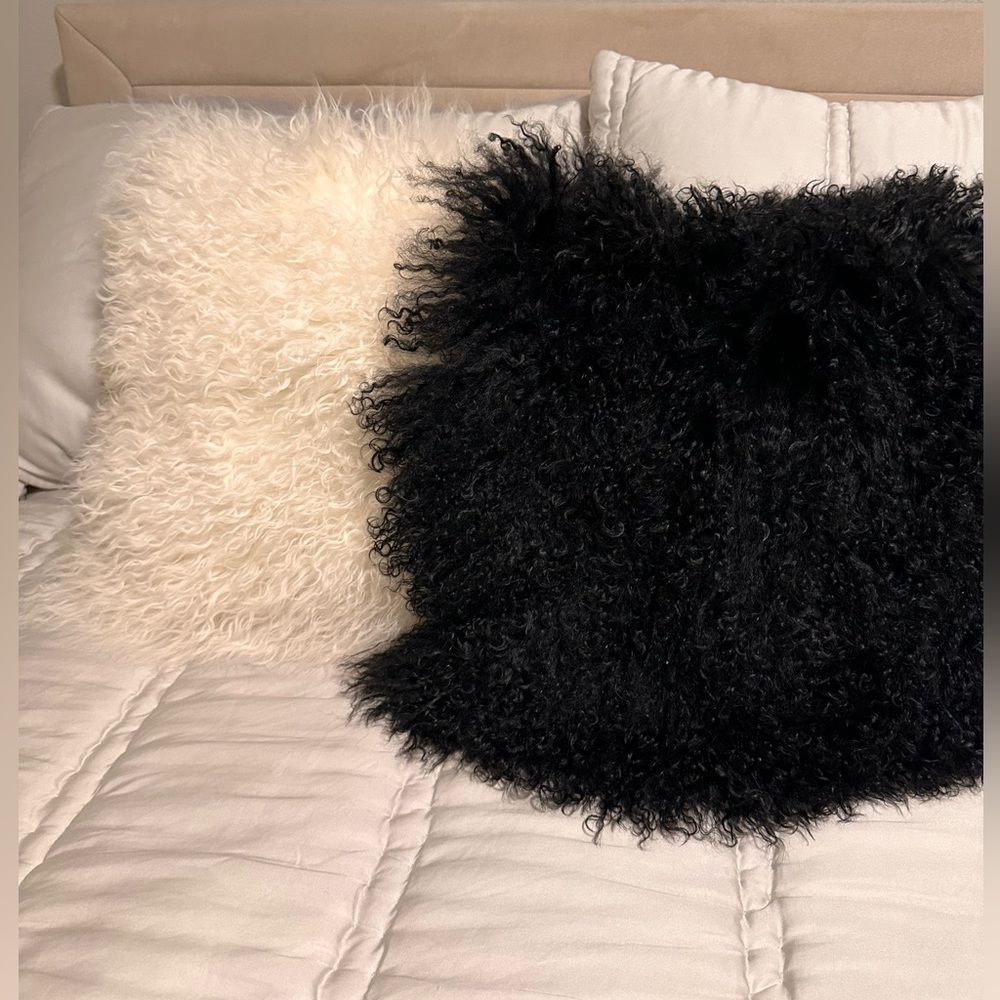 West Elm Mongolian lamb fur pillows